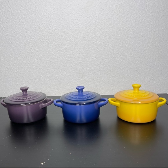 Le Creuset Other - 3 Le Creuset Mini Round Cocette - Yellow - Purple - Blue